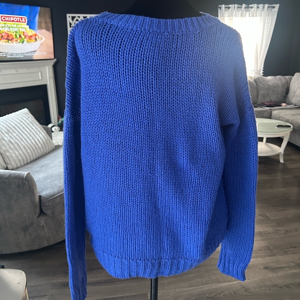 💕 PINK Victoria’s Secret Blue Wool Blend Varsity Sweater XS 💕 - Picture 3 of 5